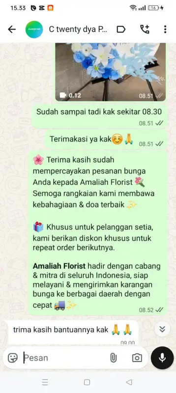 Testimonial krans bunga MUNA BARAT